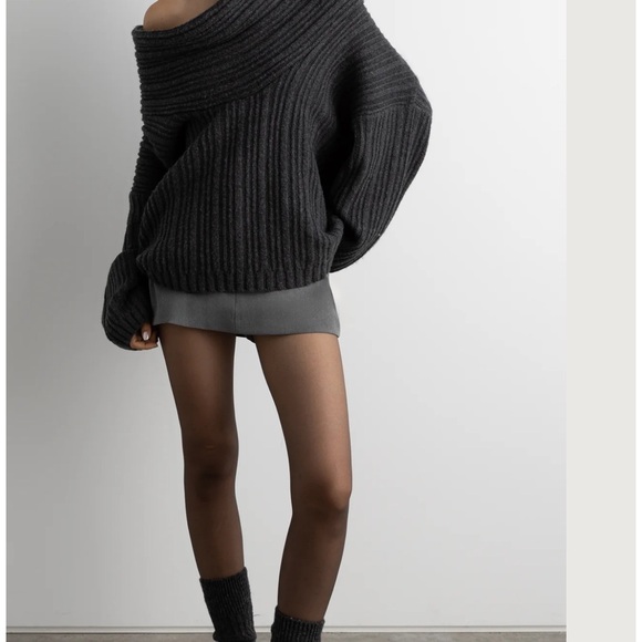 OAK + FORT Charcoal Off-Shoulder Sweater - Picture 2 of 4